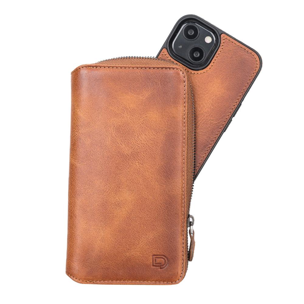Delfi, Trina iPhone 13 Genuine Leather Detachable and Zipper Wallet Case