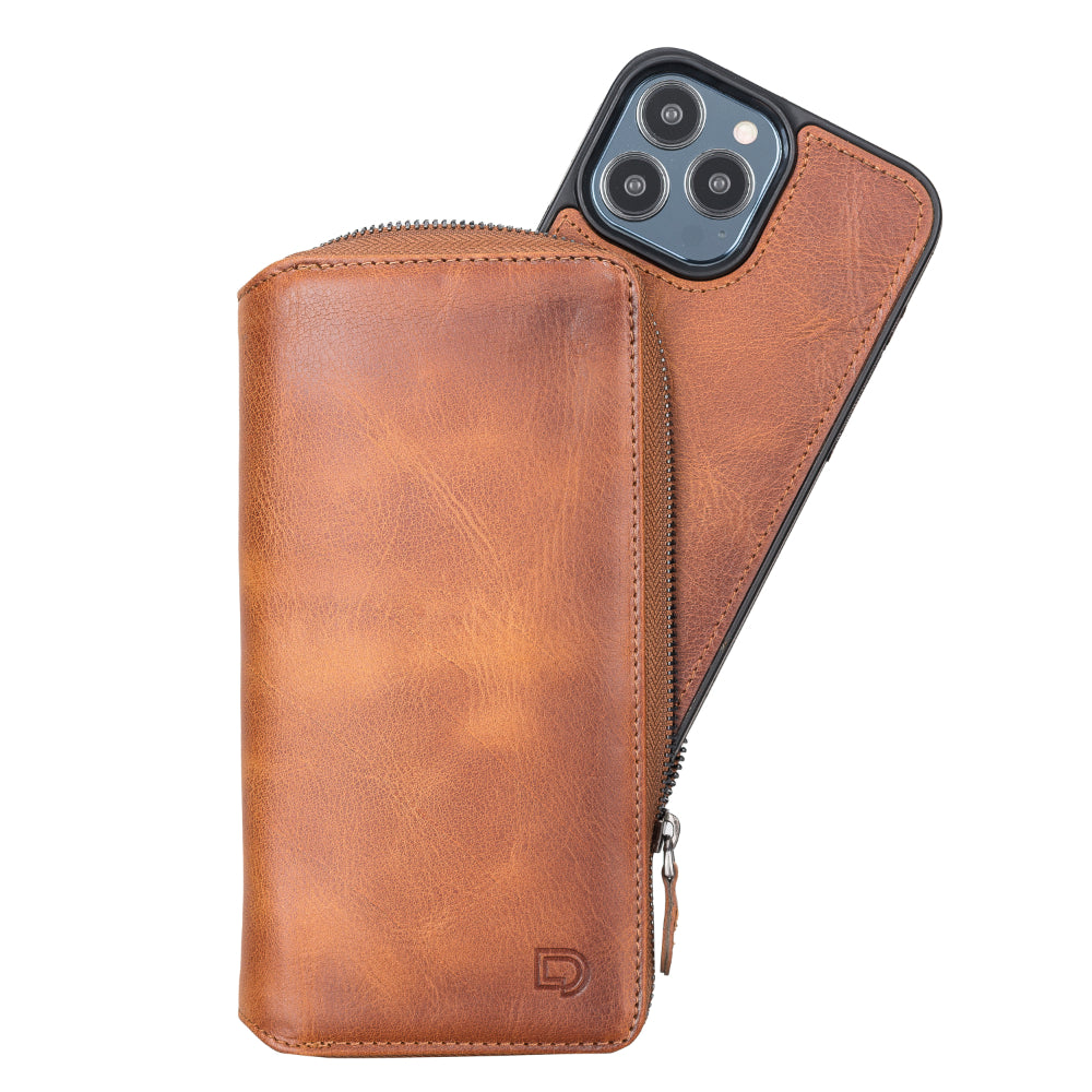 Delfi, Trina iPhone 13 Pro Max Genuine Leather Detachable and Zipper Wallet Case