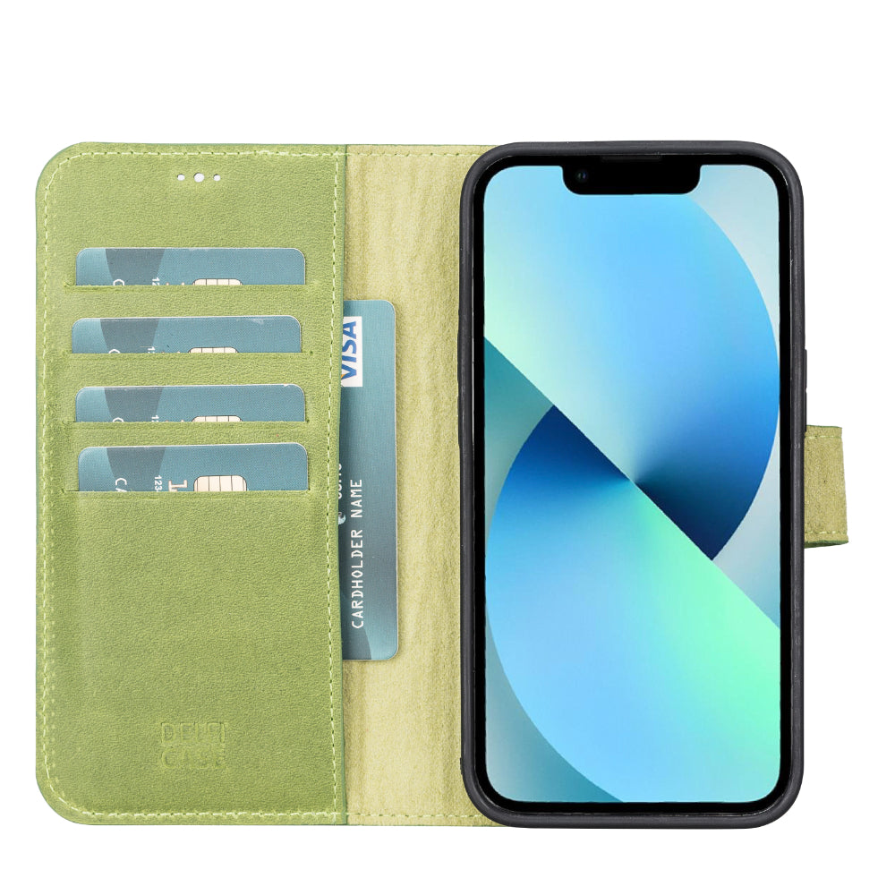 Delfi, Magic iPhone 13 Pro Genuine Leather Detachable Wallet Case