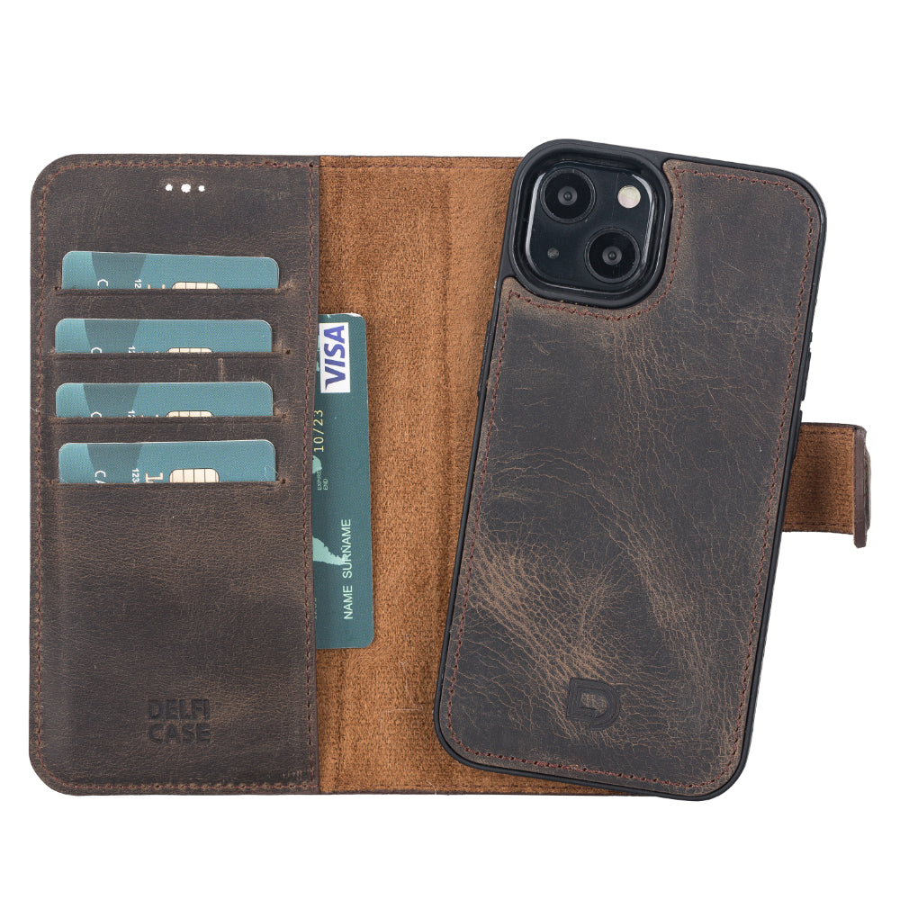 Delfi, Magic iPhone 13 Genuine Leather Detachable Wallet Case