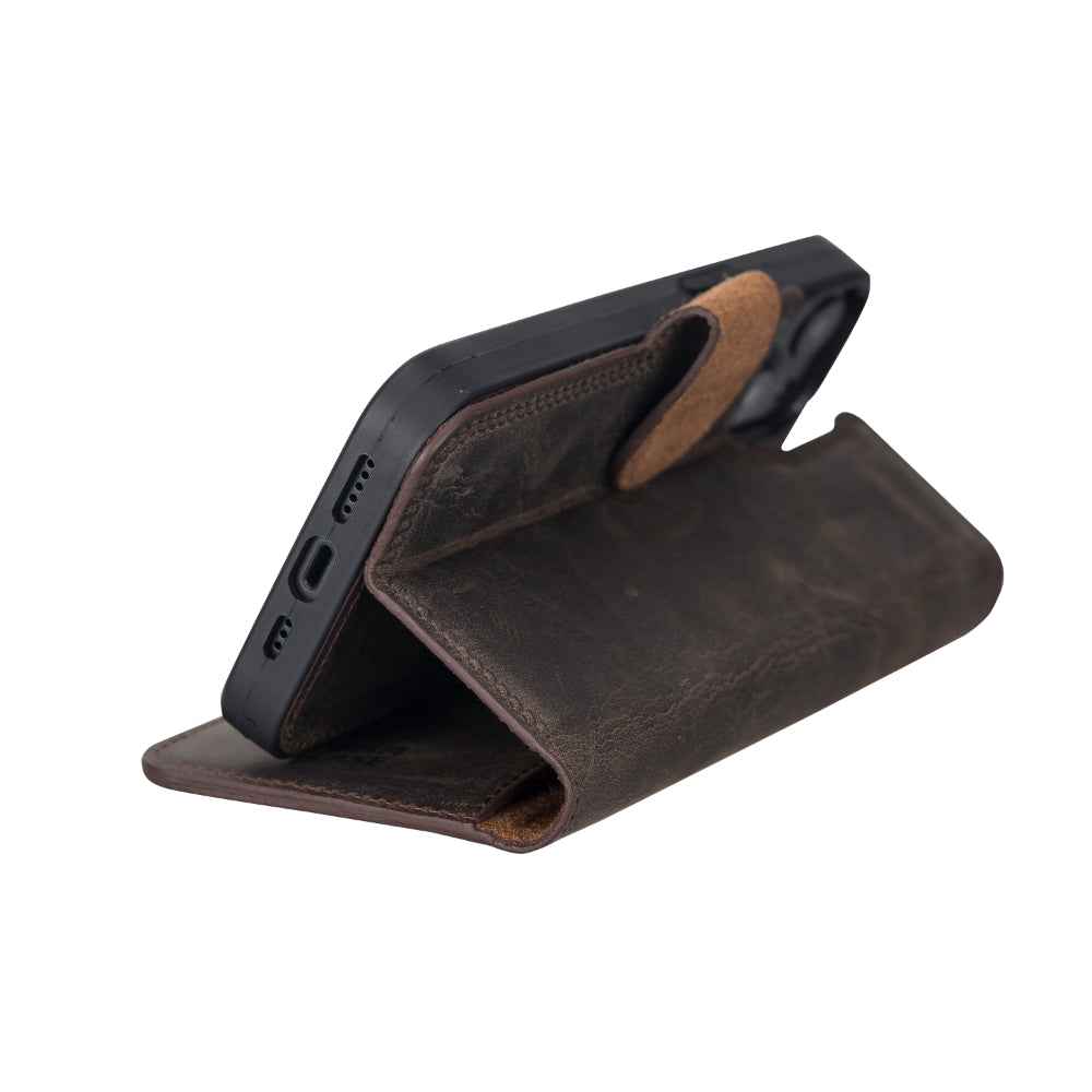 Delfi, Magic iPhone 13 Genuine Leather Detachable Wallet Case