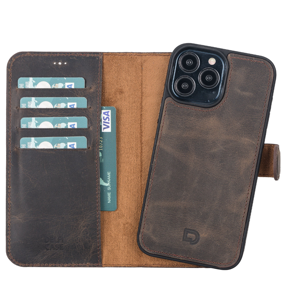 Delfi, Magic Genuine Leather iPhone 13 Pro Max Detachable Wallet Case