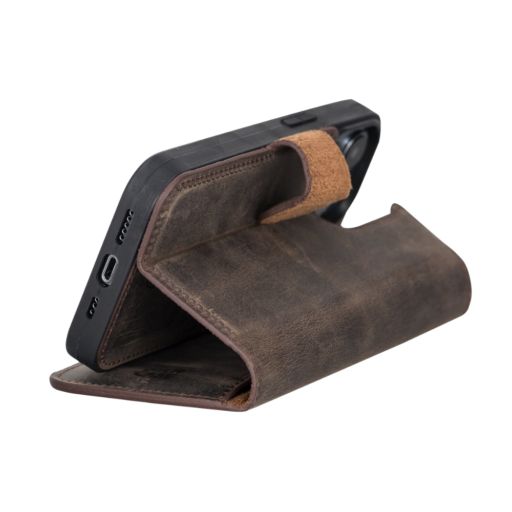 Delfi, Magic iPhone 13 Pro Genuine Leather Detachable Wallet Case