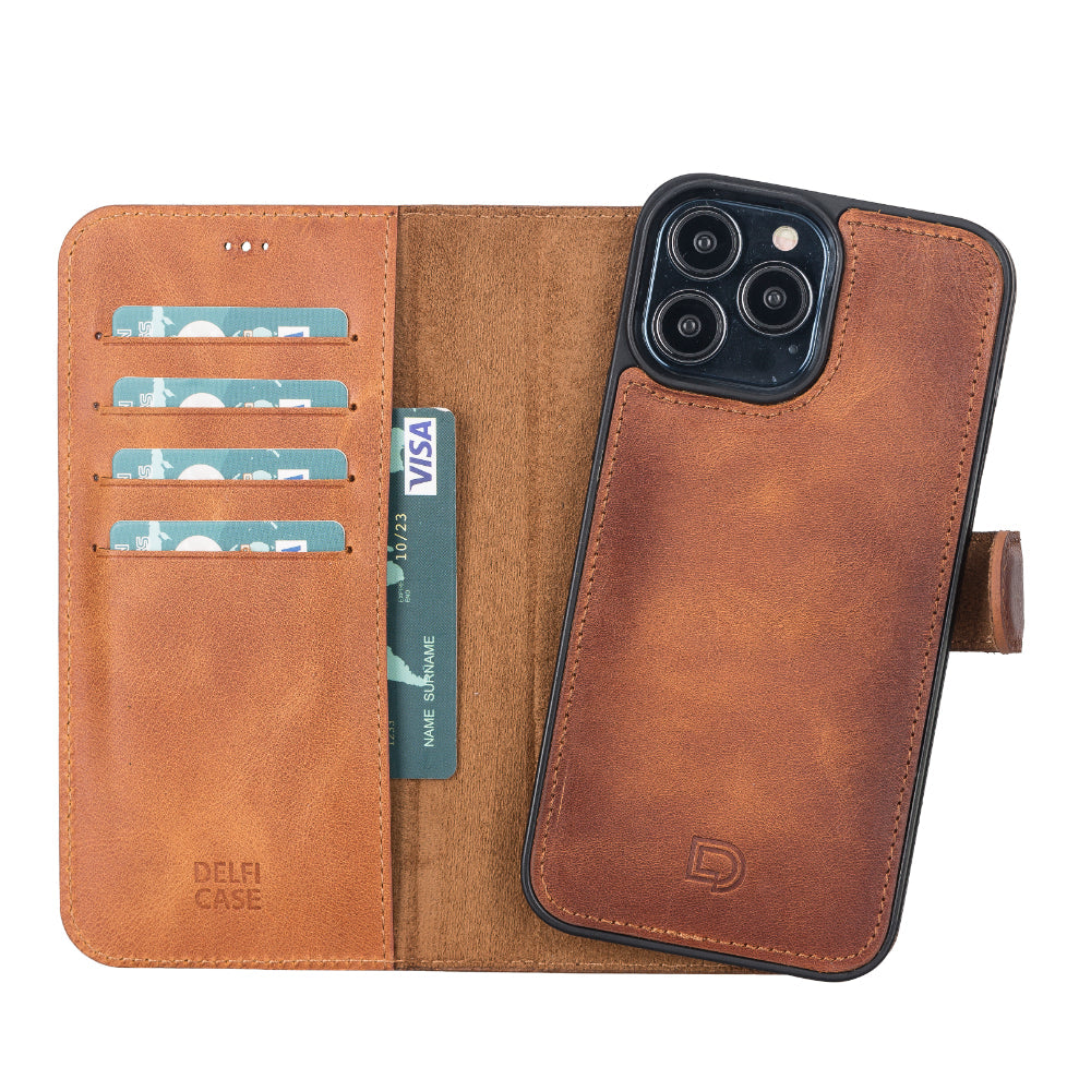 Delfi, Magic Genuine Leather iPhone 13 Pro Max Detachable Wallet Case