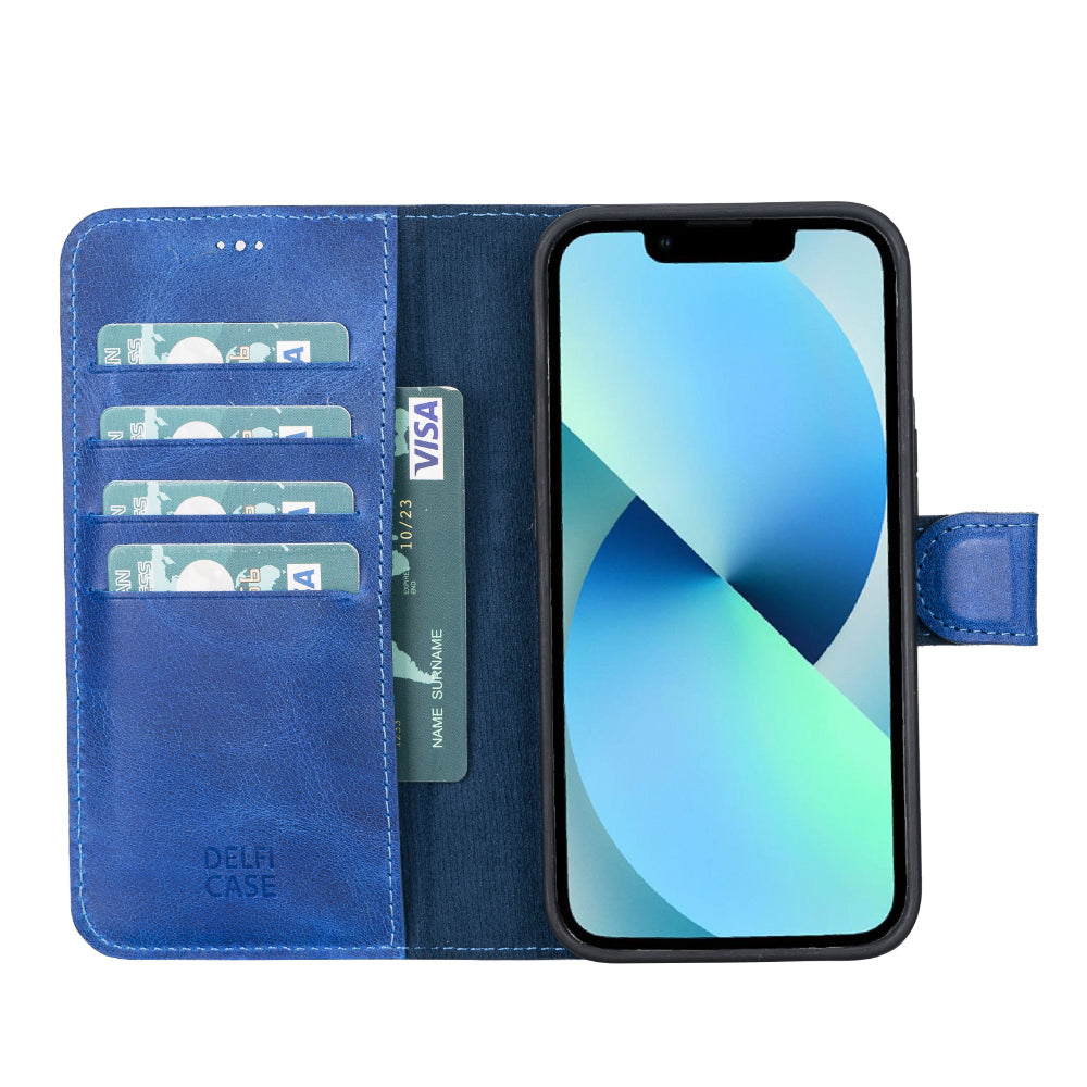 Delfi, Magic iPhone 13 Genuine Leather Detachable Wallet Case