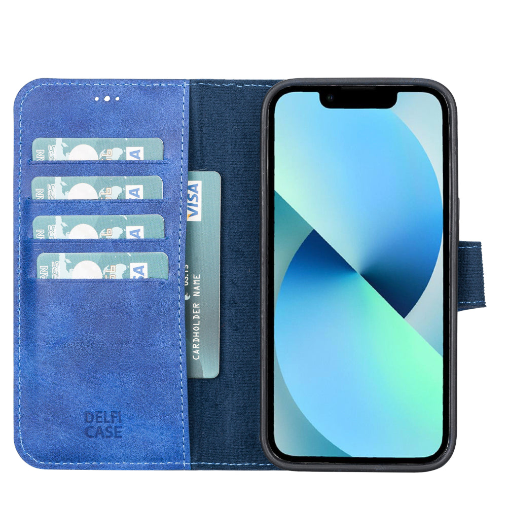 Delfi, Magic iPhone 13 Pro Genuine Leather Detachable Wallet Case