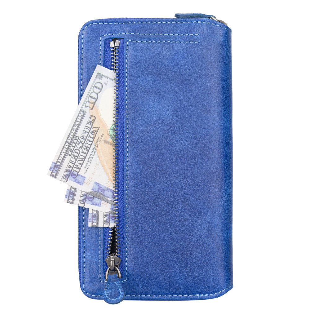 Delfi, Trina iPhone 13 Pro Genuine Leather Detachable and Zipper Wallet Case