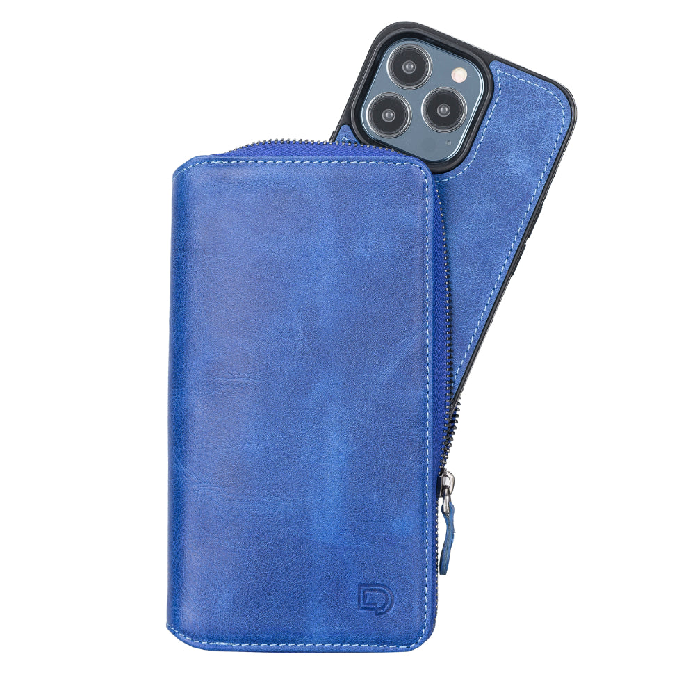 Delfi, Trina iPhone 13 Pro Genuine Leather Detachable and Zipper Wallet Case