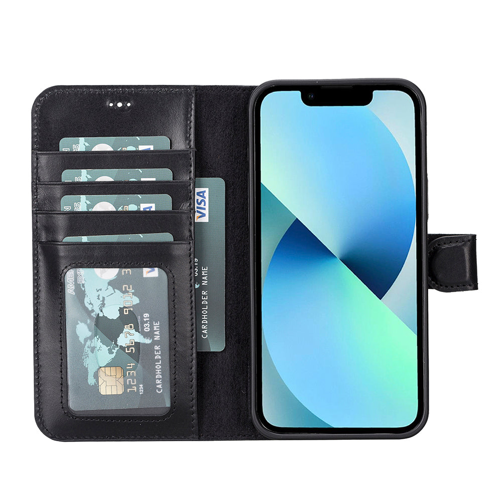 Magic iPhone 13 Pro Max Genuine Leather Detachable Wallet Case