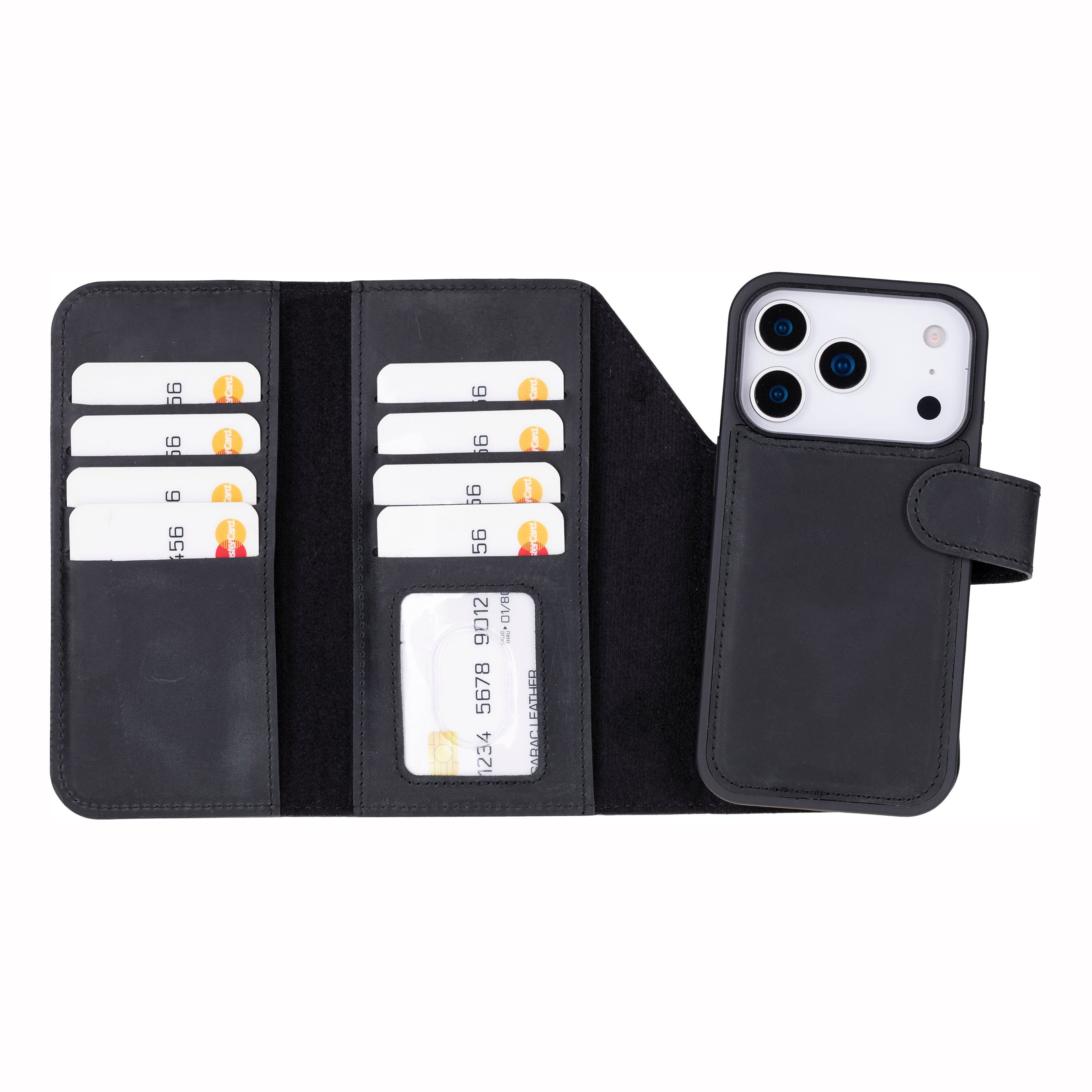 Santa iPhone 17 Pro Genuine Leather Detachable Wallet Case