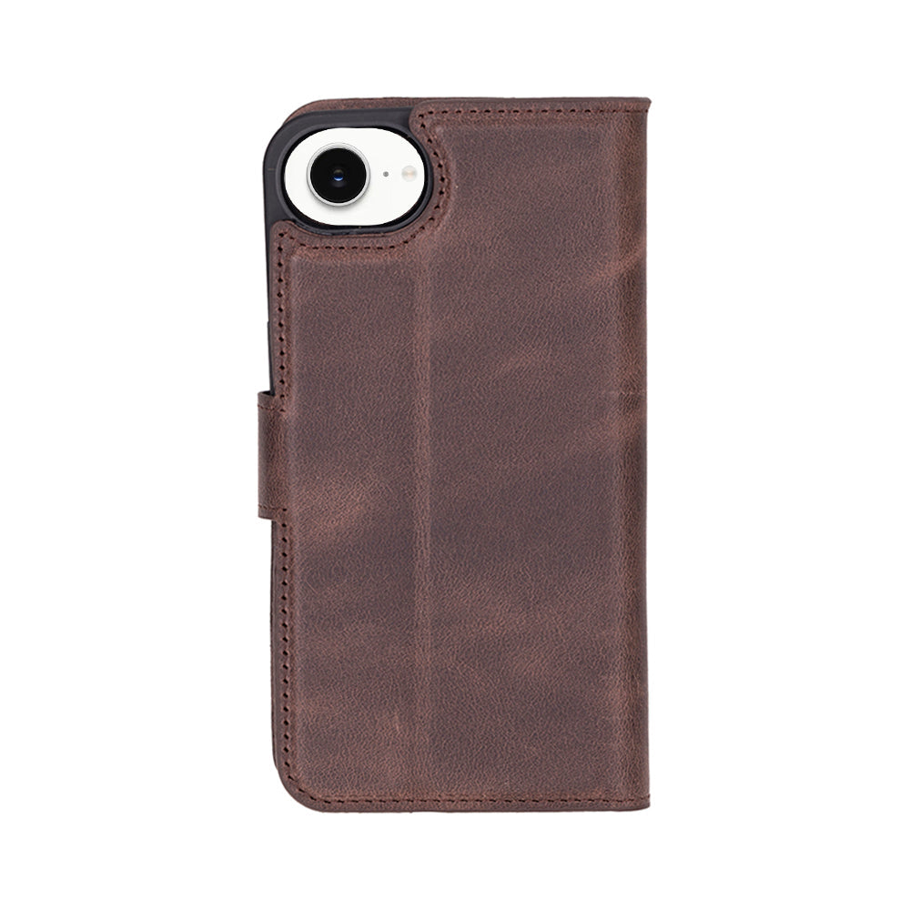 Magic iPhone 16E Detachable Genuine Leather Wallet Case