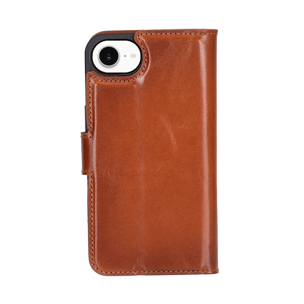 Magic iPhone 16E Detachable Genuine Leather Wallet Case