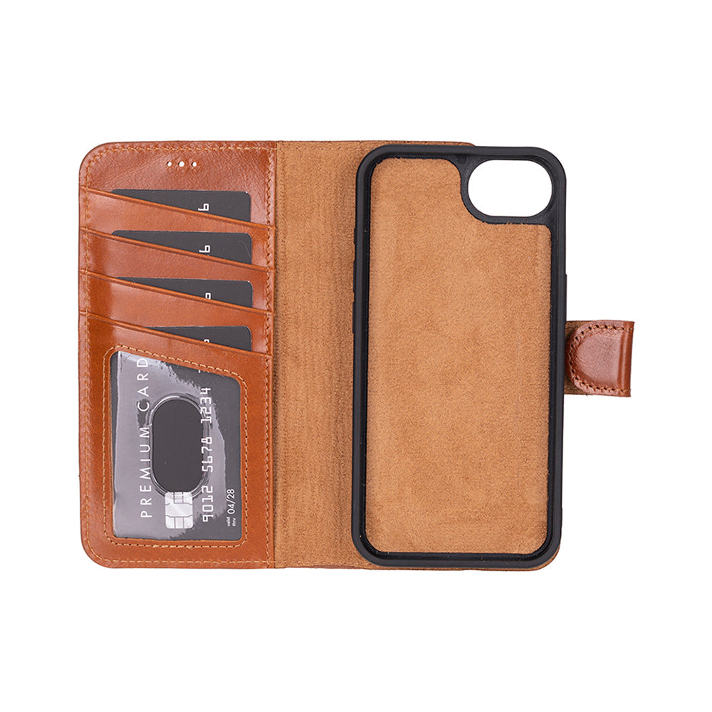 Magic iPhone 16E Detachable Genuine Leather Wallet Case