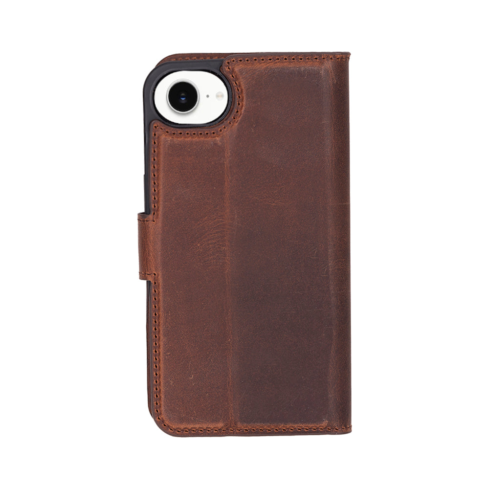 Magic iPhone 16E Detachable Genuine Leather Wallet Case