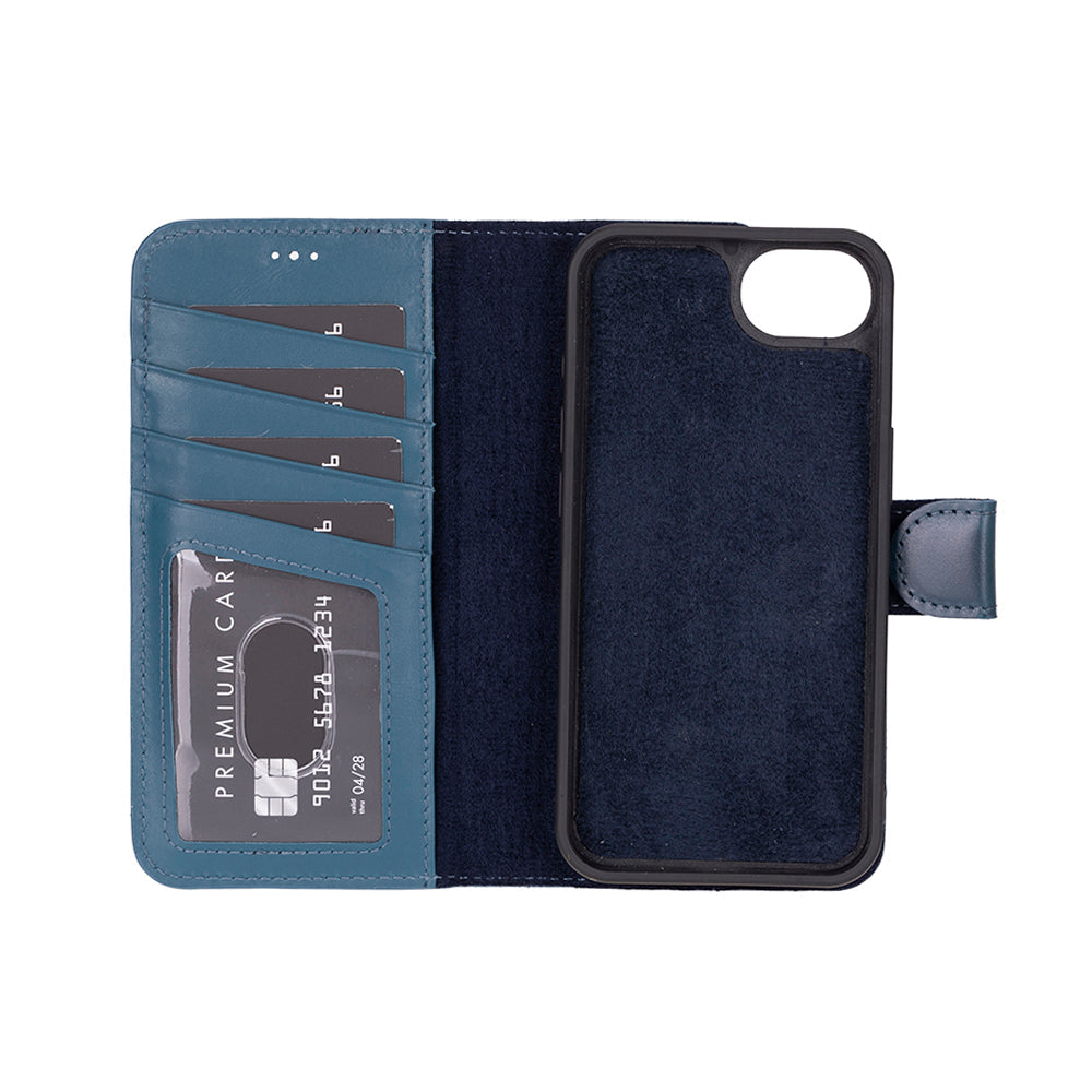 Magic iPhone 16E Detachable Genuine Leather Wallet Case