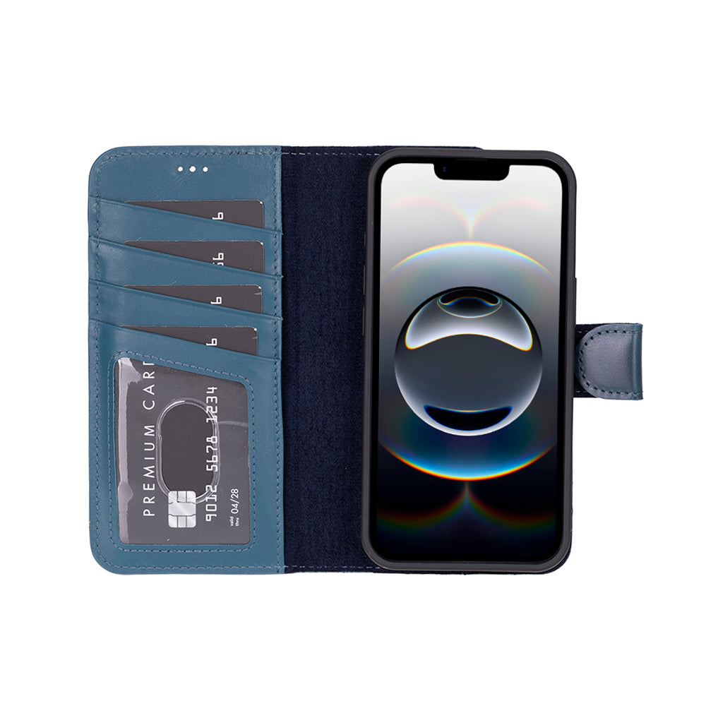 Magic iPhone 16E Detachable Genuine Leather Wallet Case