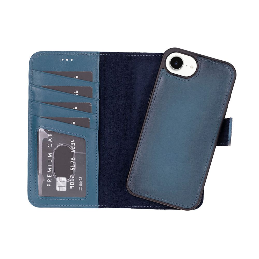 Magic iPhone 16E Genuine Leather Detachable Wallet Case