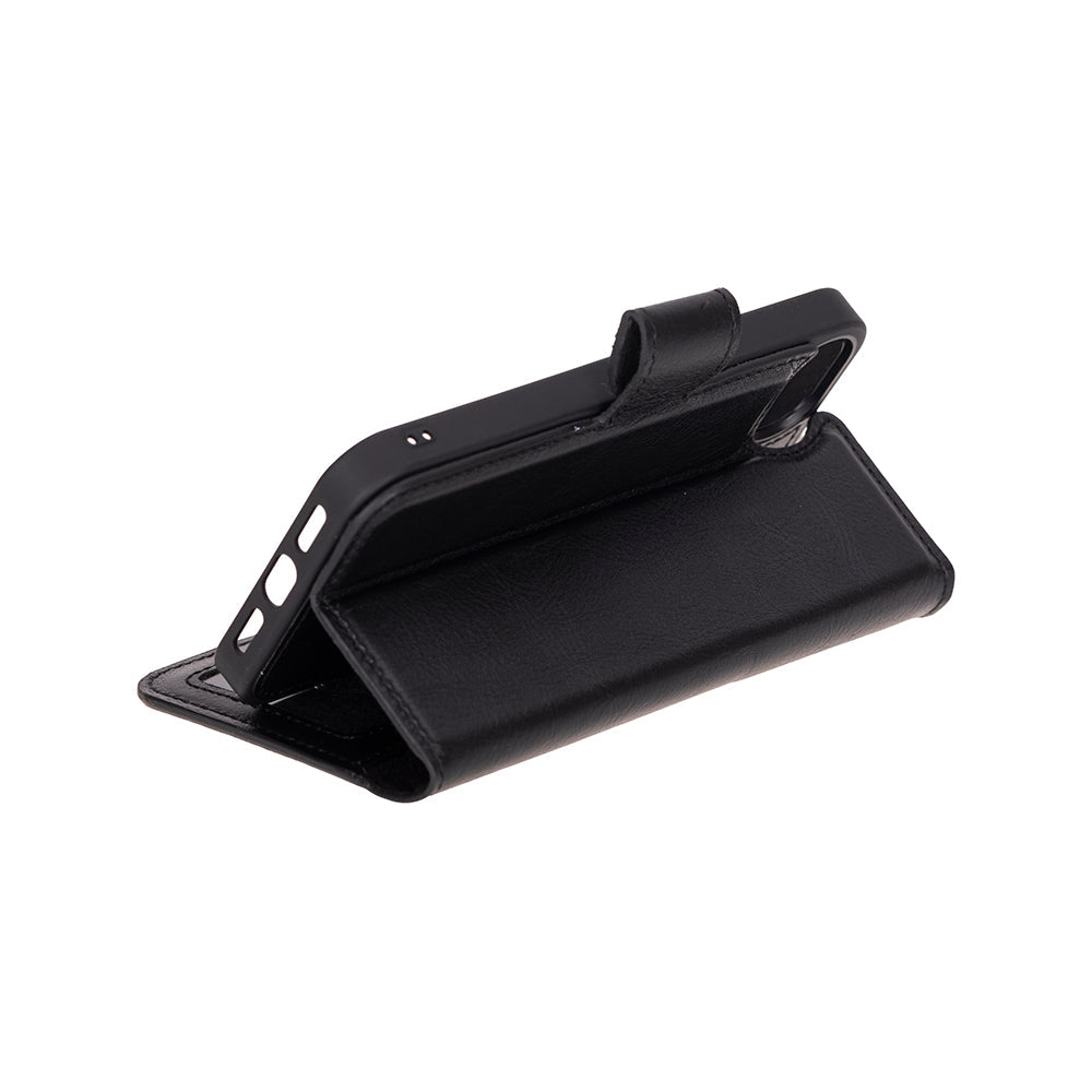 Magic iPhone 16E Detachable Genuine Leather Wallet Case