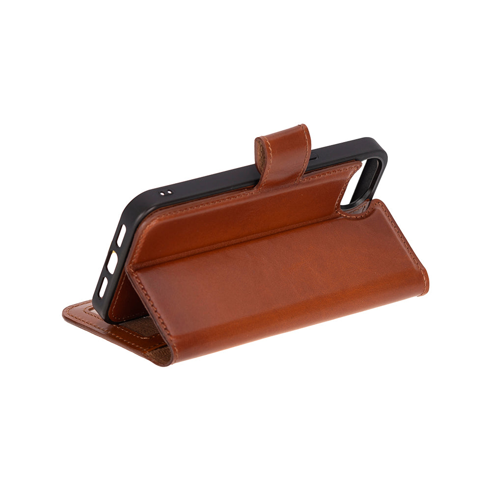 Magic iPhone 16E Detachable Genuine Leather Wallet Case