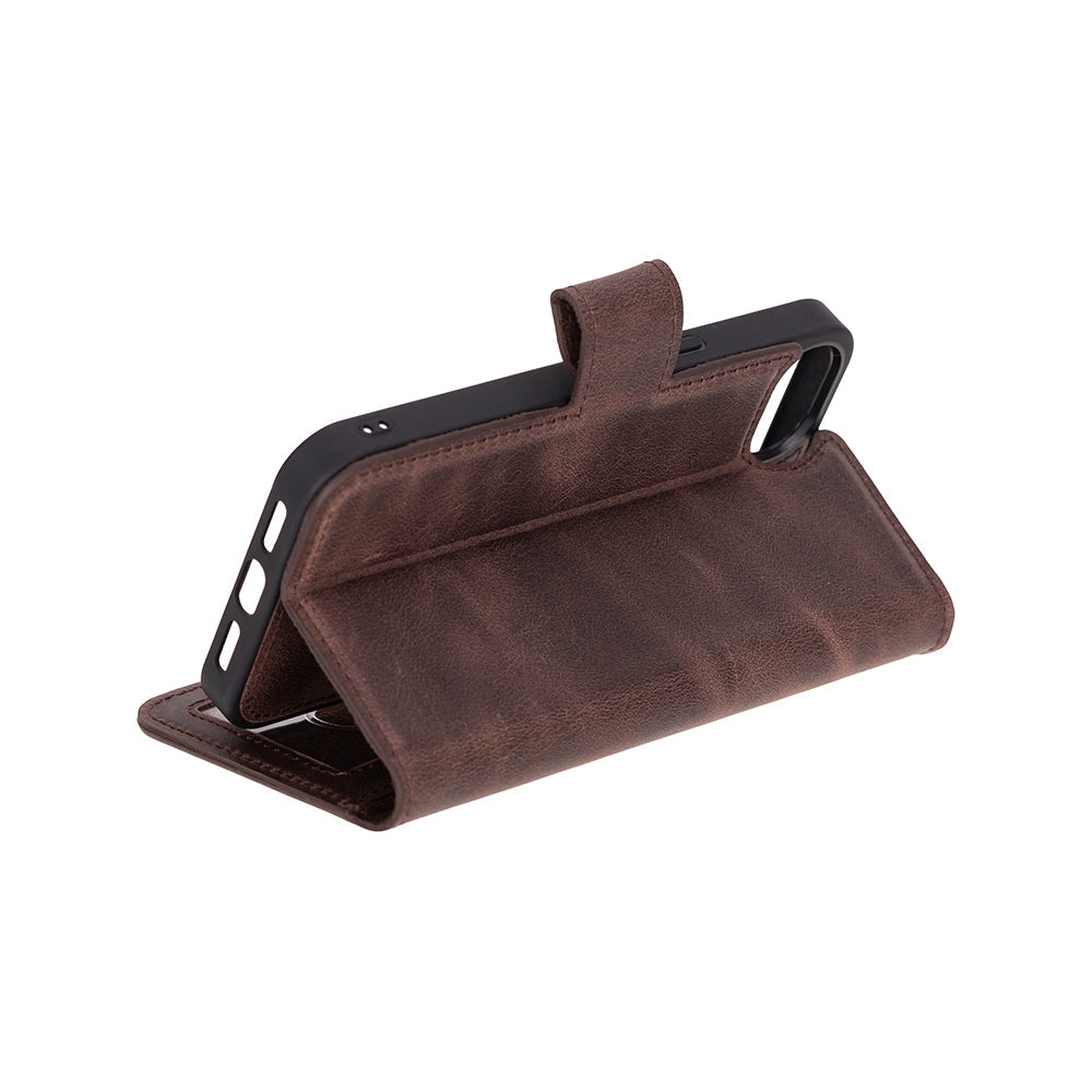 Magic iPhone 16E Detachable Genuine Leather Wallet Case