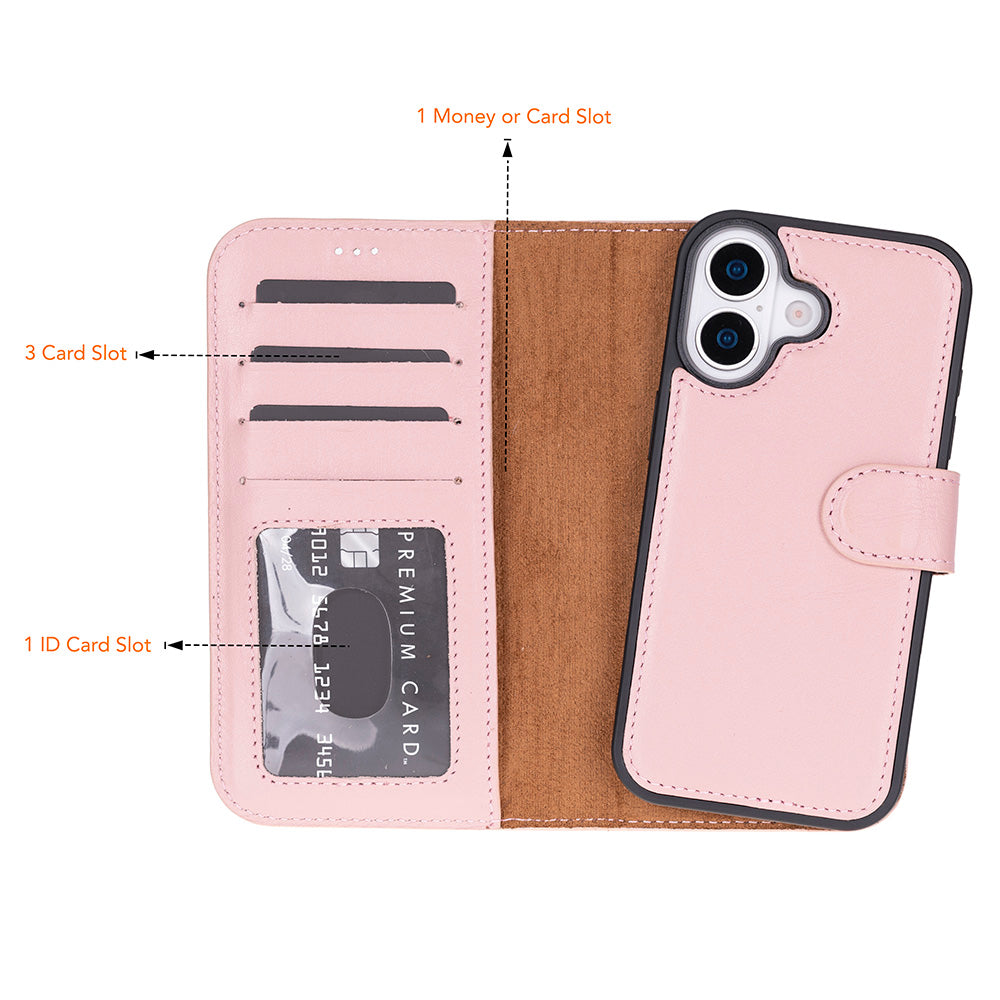 Magic iPhone 17 Genuine Leather Detachable Wallet Case