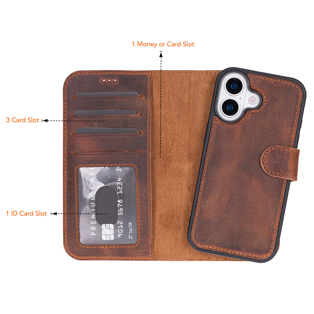 Magic iPhone 17 Genuine Leather Detachable Wallet Case