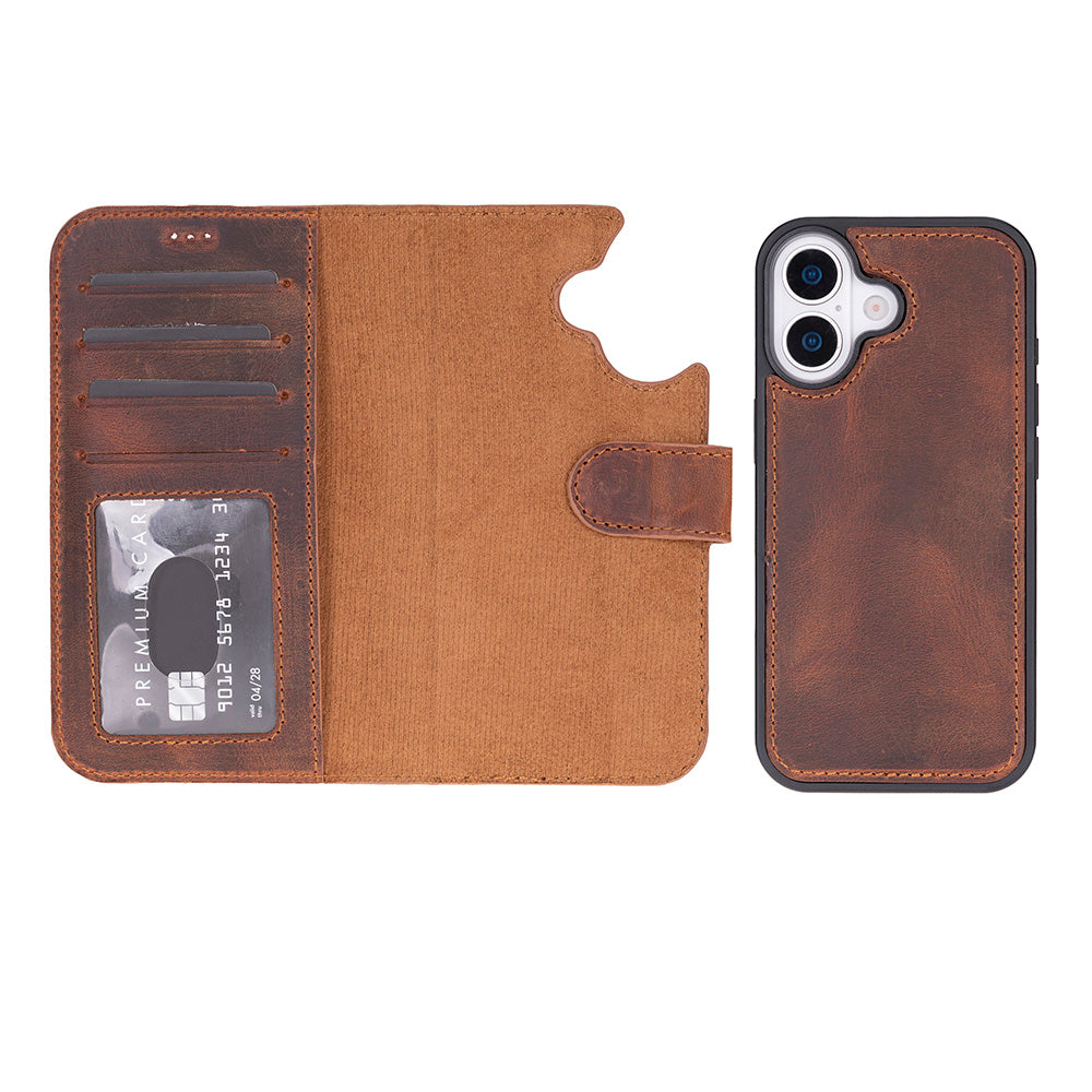 Magic iPhone 17 Genuine Leather Detachable Wallet Case