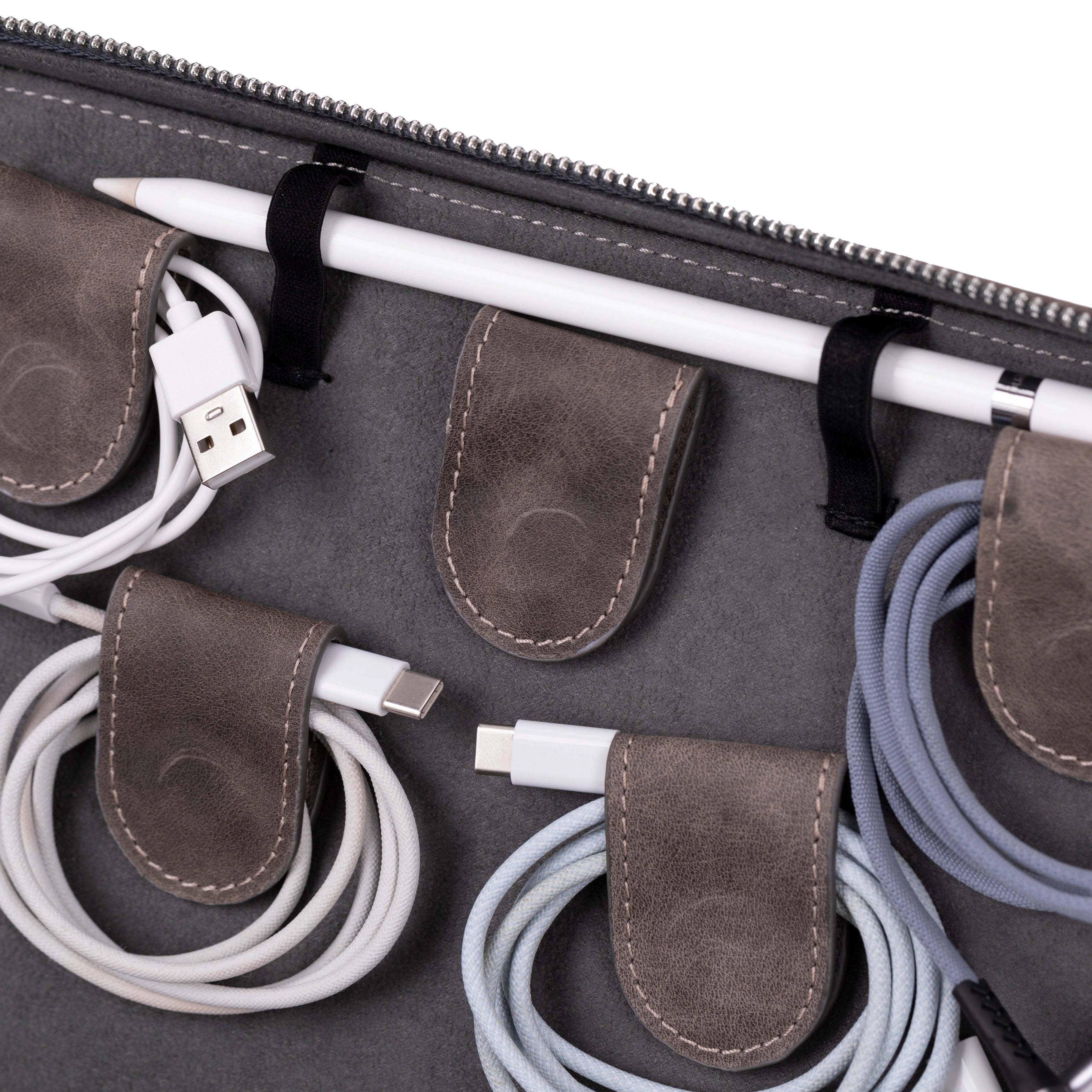 Orbex Genuine Leather Travel Cable Organizer