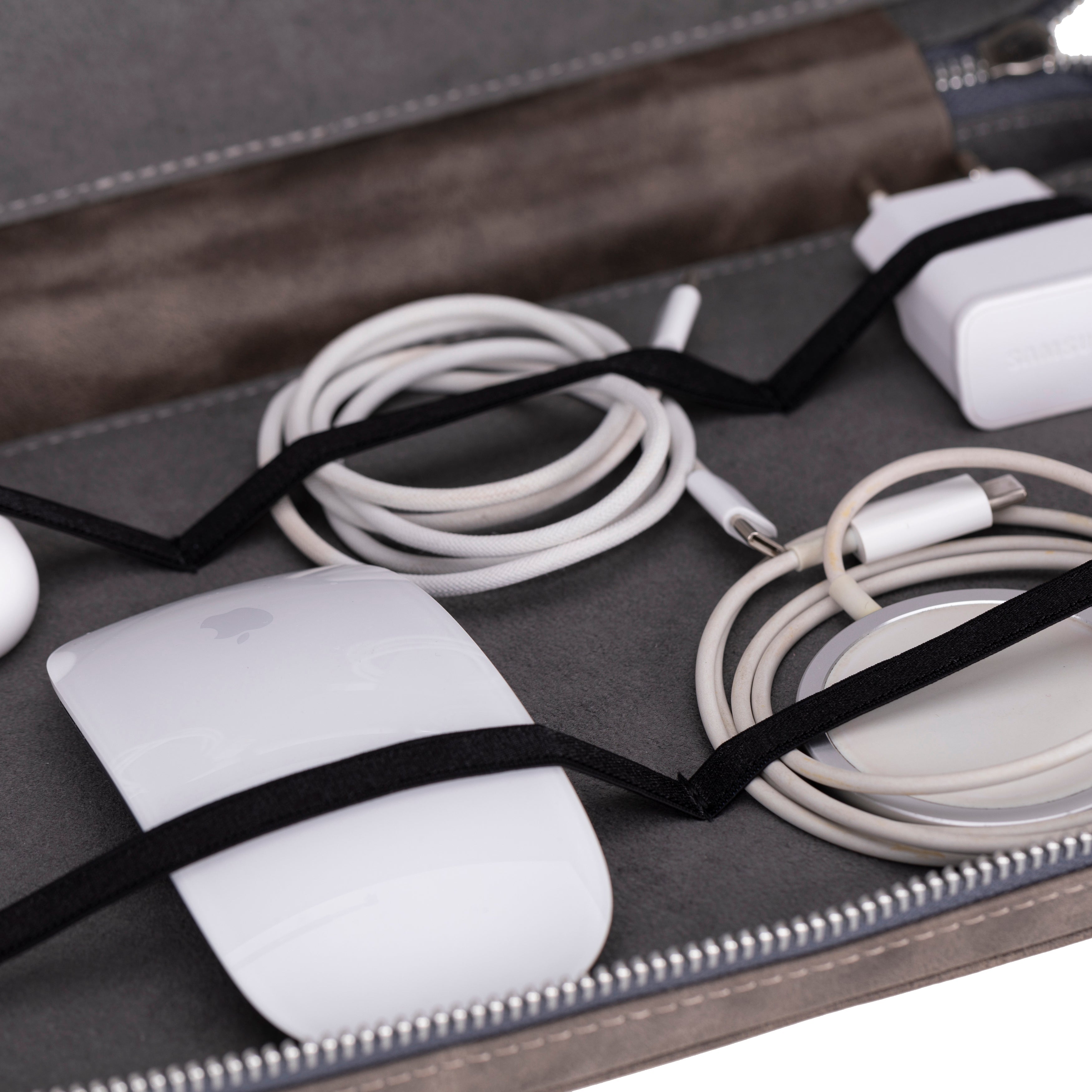 Orbex Genuine Leather Travel Cable Organizer