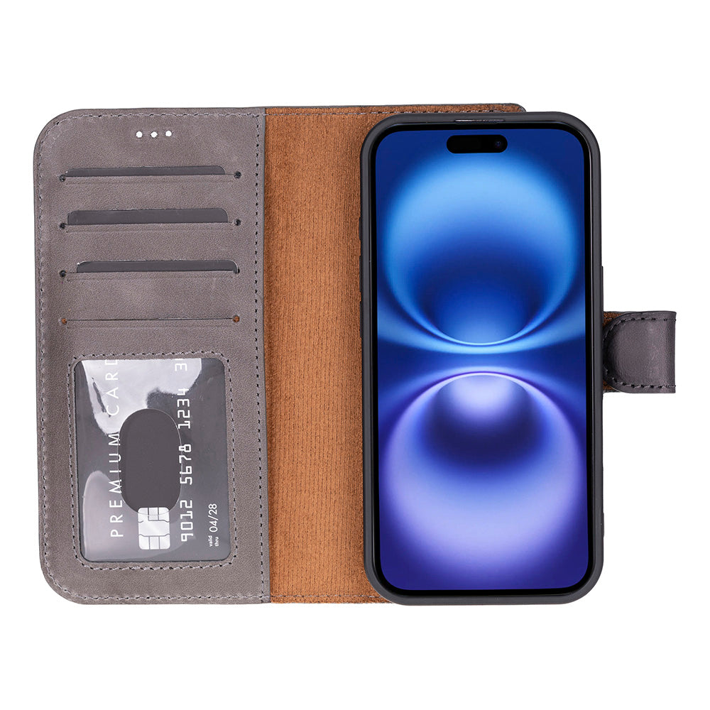 Magic iPhone 17 Detachable Genuine Leather Wallet Case