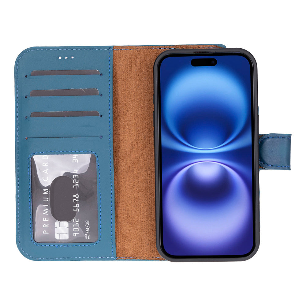 Magic iPhone 17 Detachable Genuine Leather Wallet Case