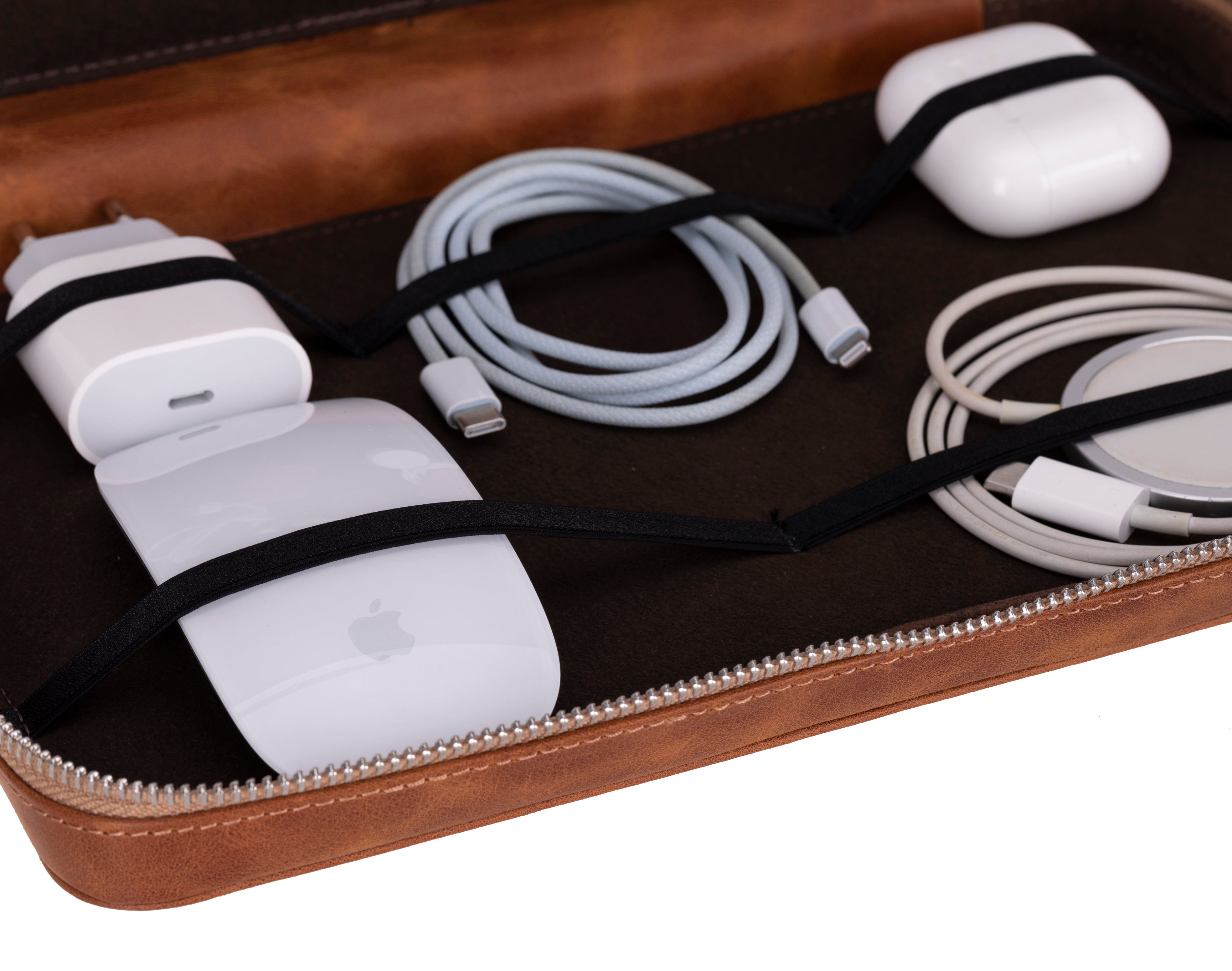 Orbex Genuine Leather Travel Cable Organizer