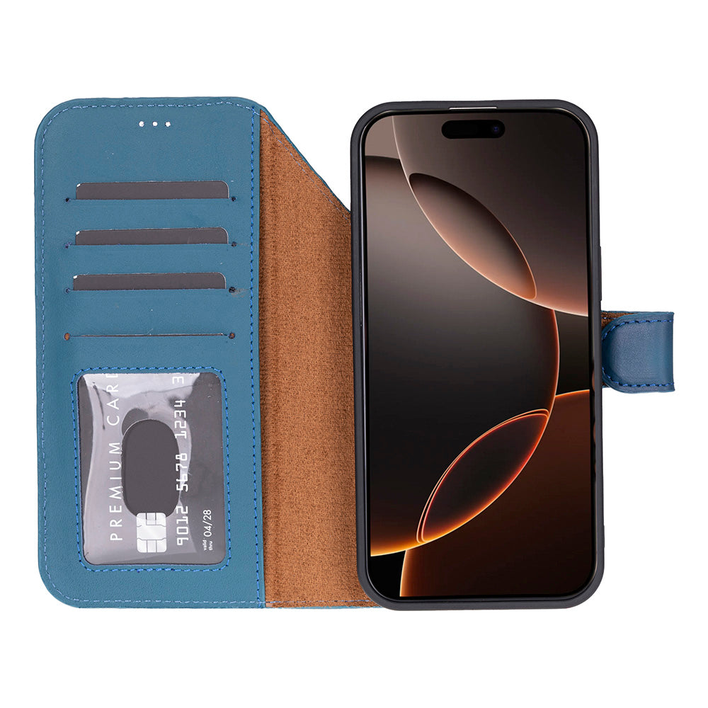 Magic iPhone 17 Pro Max Genuine Leather Detachable Wallet Case