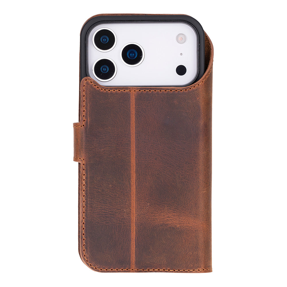 Magic iPhone 17 Pro Detachable Genuine Leather Wallet Case