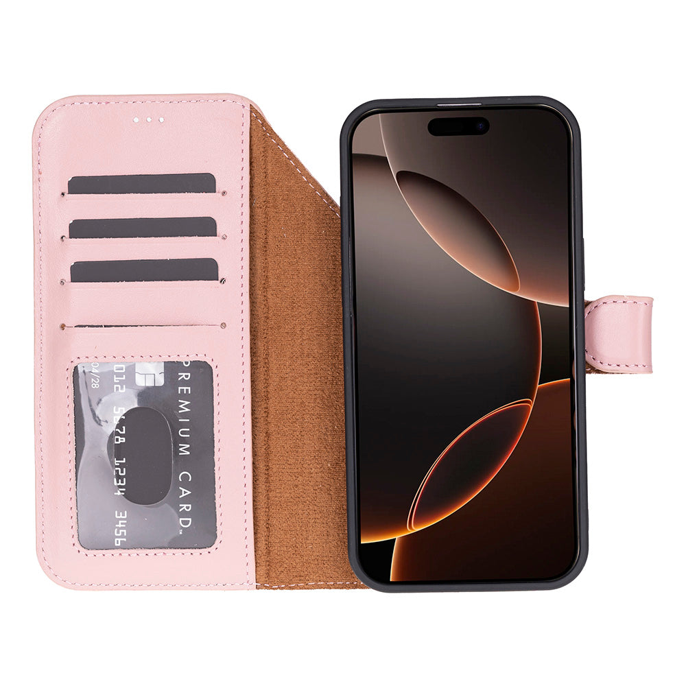 Magic iPhone 17 Pro Genuine Leather Detachable Wallet Case
