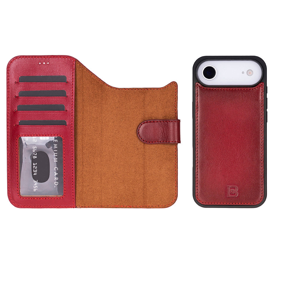 Magic iPhone 17 Air Detachable Genuine Leather Wallet Case