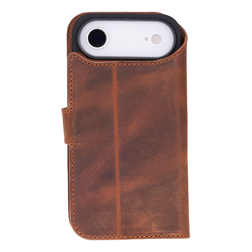 Magic iPhone 17 Air Detachable Genuine Leather Wallet Case