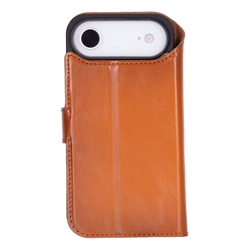 Magic iPhone 17 Air Detachable Genuine Leather Wallet Case
