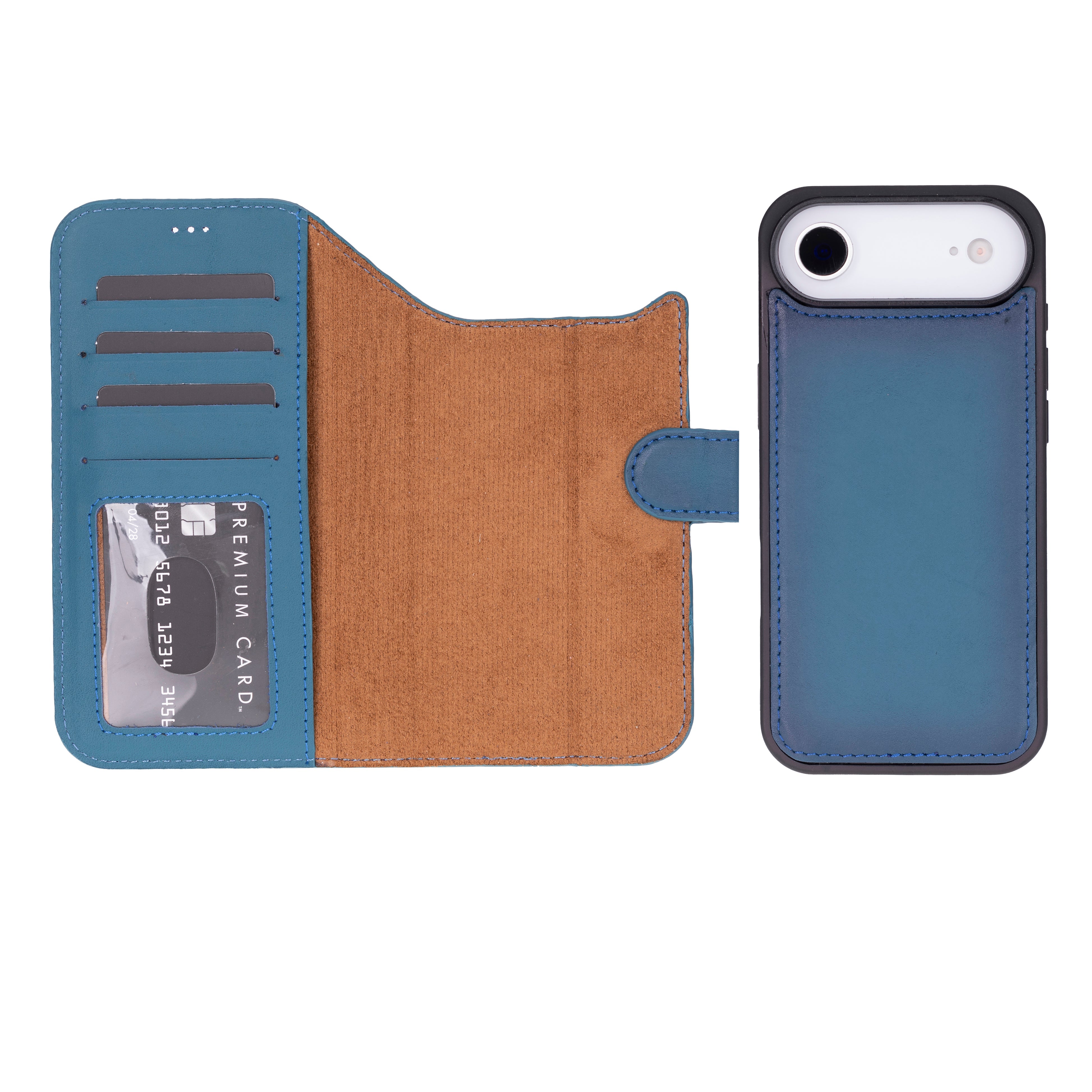 Magic iPhone 17 Air Detachable Genuine Leather Wallet Case