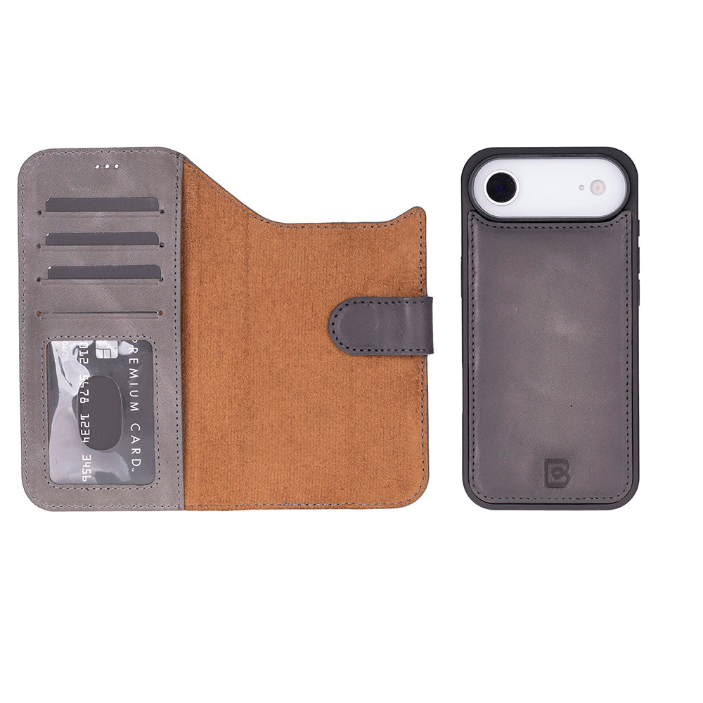 Magic iPhone 17 Air Detachable Genuine Leather Wallet Case
