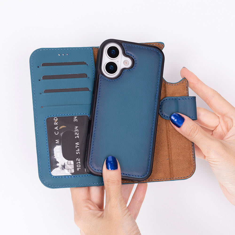 Magic iPhone 17 Detachable Genuine Leather Wallet Case