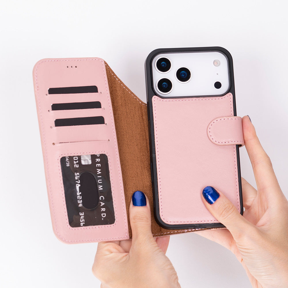 Magic iPhone 17 Pro Genuine Leather Detachable Wallet Case