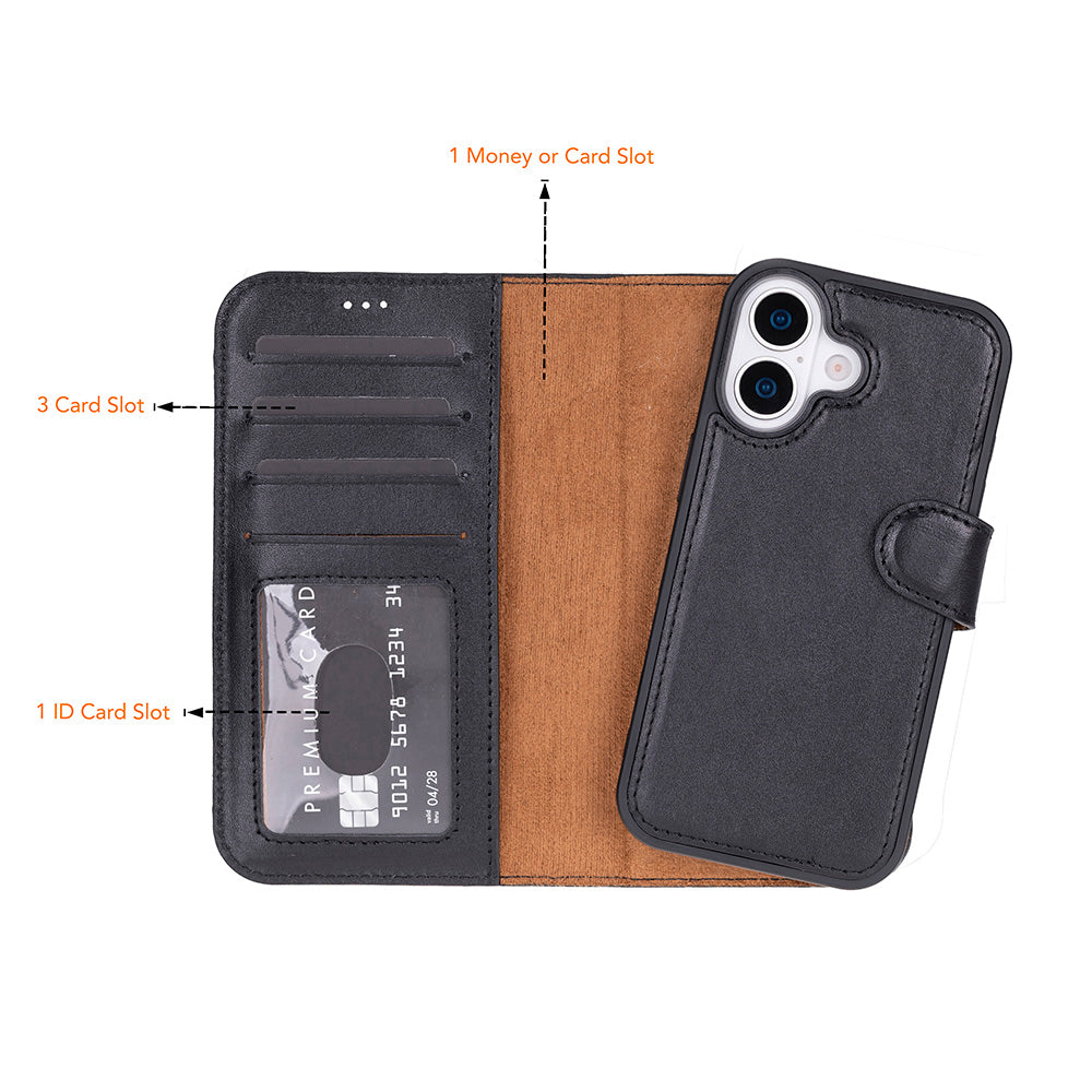 Magic iPhone 17 Genuine Leather Detachable Wallet Case