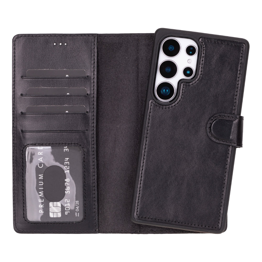 Magic Samsung Galaxy S25 Ultra Genuine Leather Detachable Wallet Case