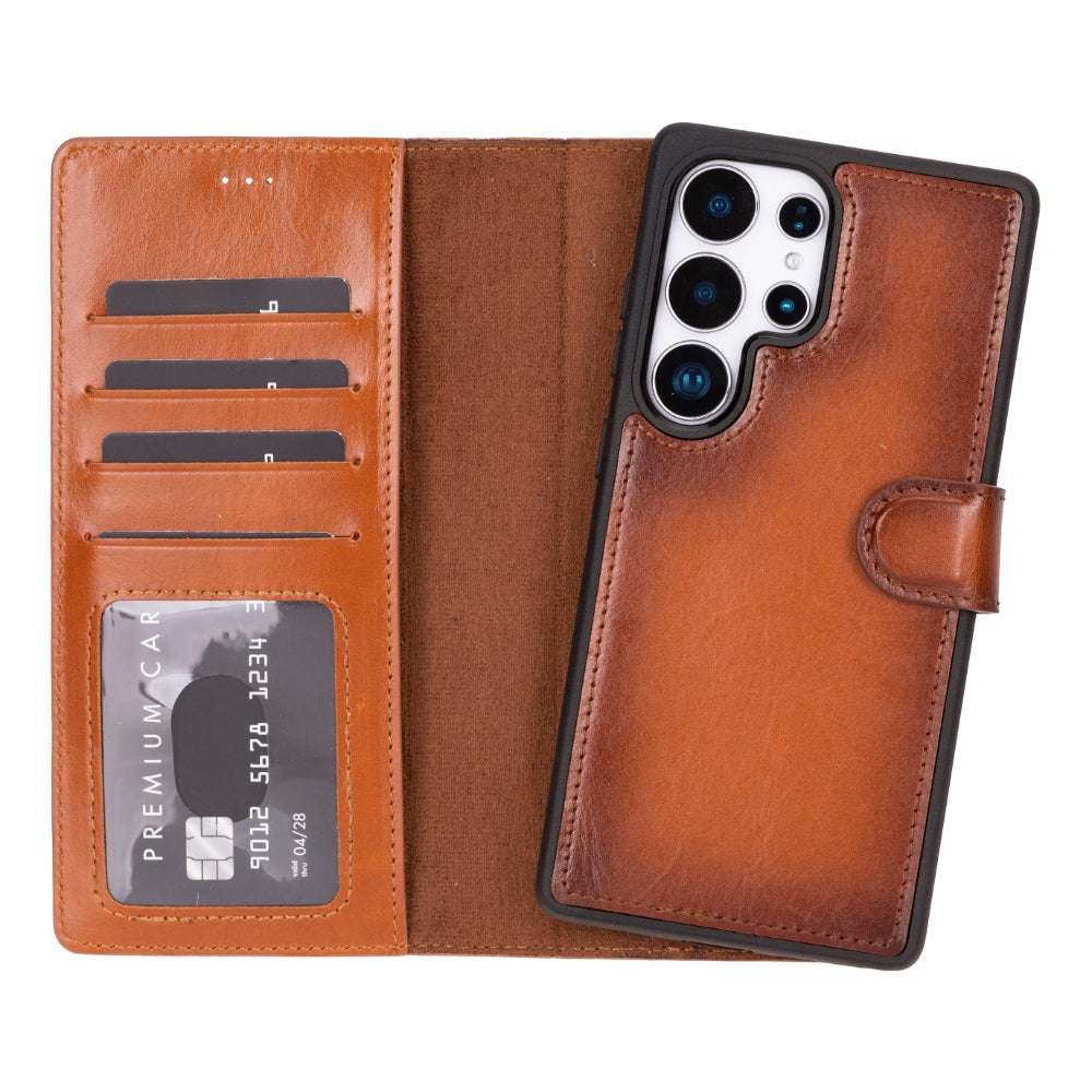 Magic Samsung Galaxy S25 Ultra Genuine Leather Detachable Wallet Case