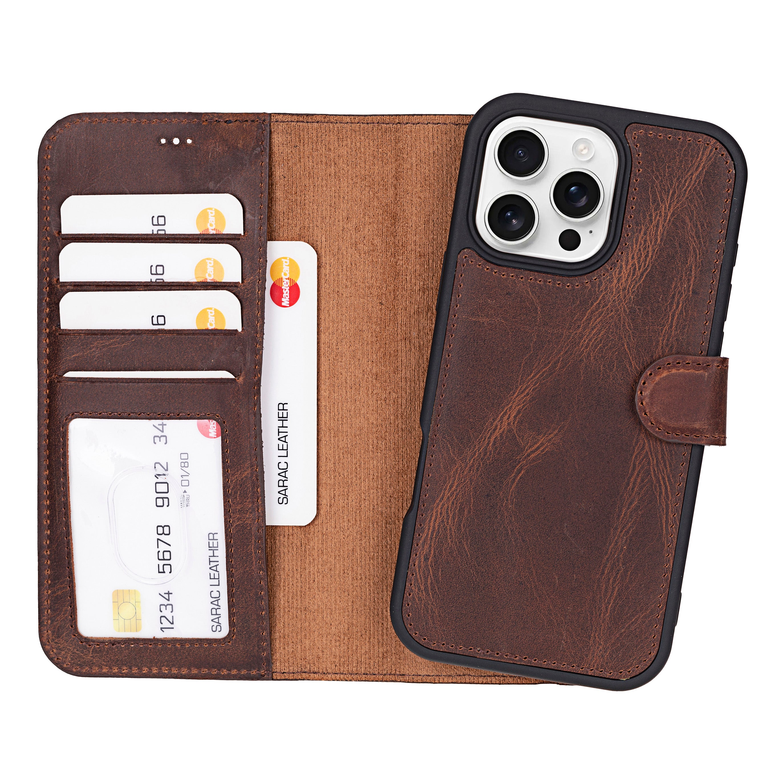 Liluri iPhone 16 Pro Max Detachable Genuine Leather Case - saracleather