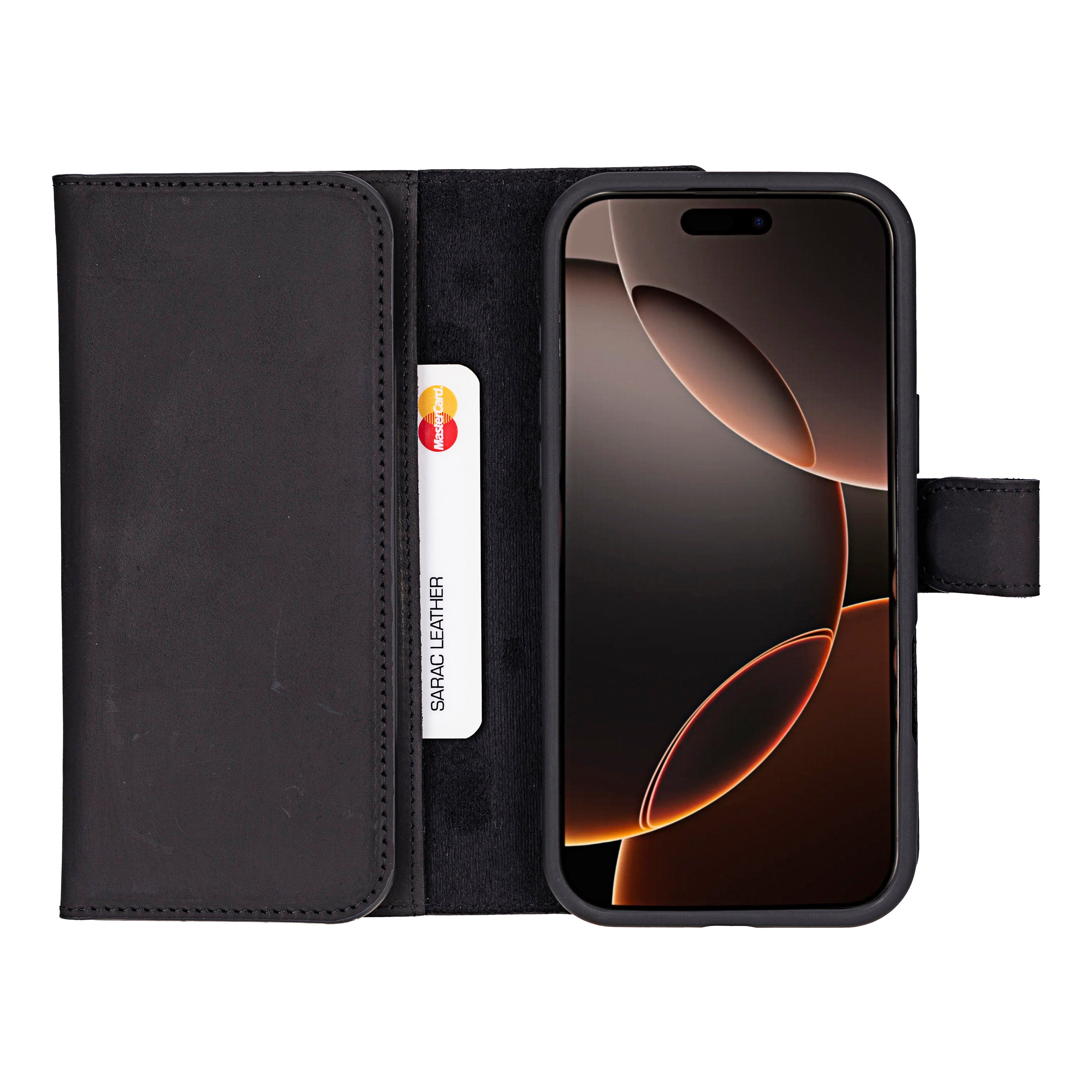 Santa iPhone 16 Pro Genuine Leather Detachable Wallet Case - saracleather