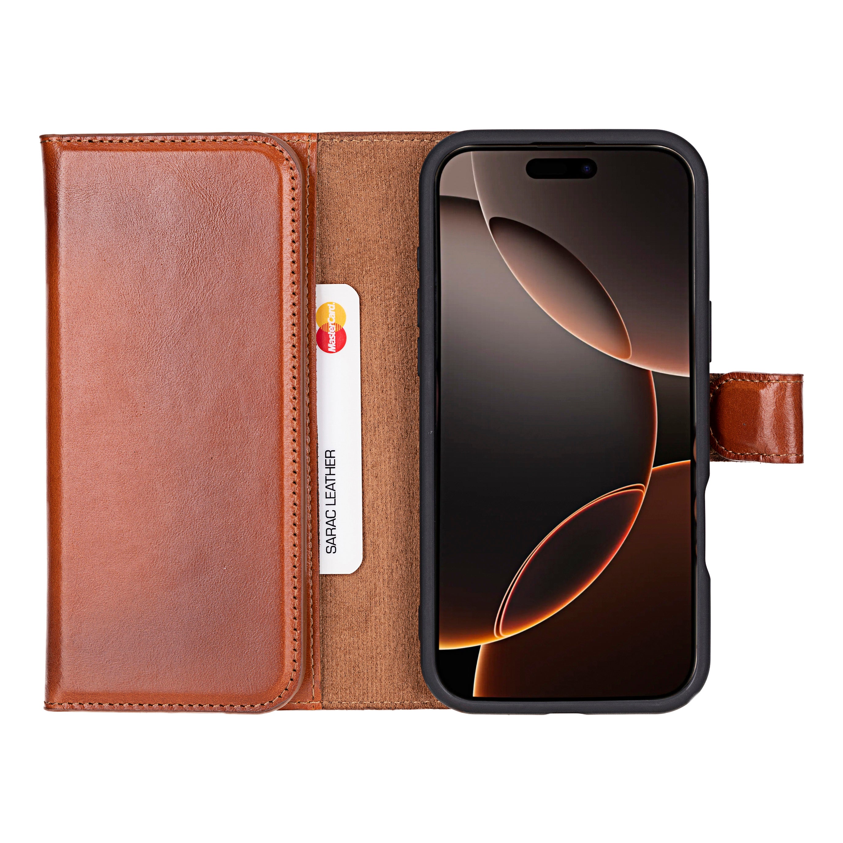 Santa iPhone 16 Pro Genuine Leather Detachable Wallet Case - saracleather