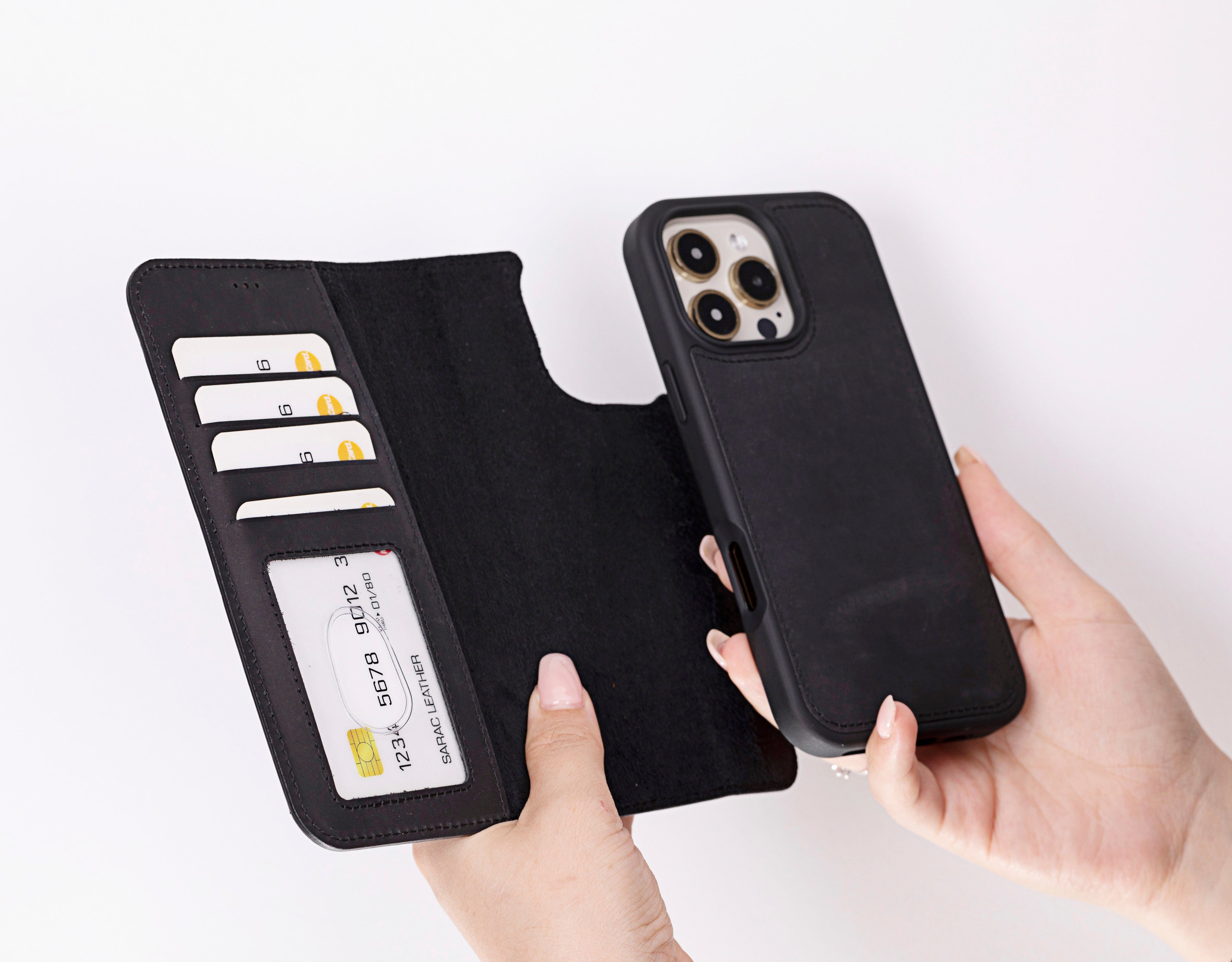 Liluri iPhone 16 Pro Max Detachable Genuine Leather Case - saracleather