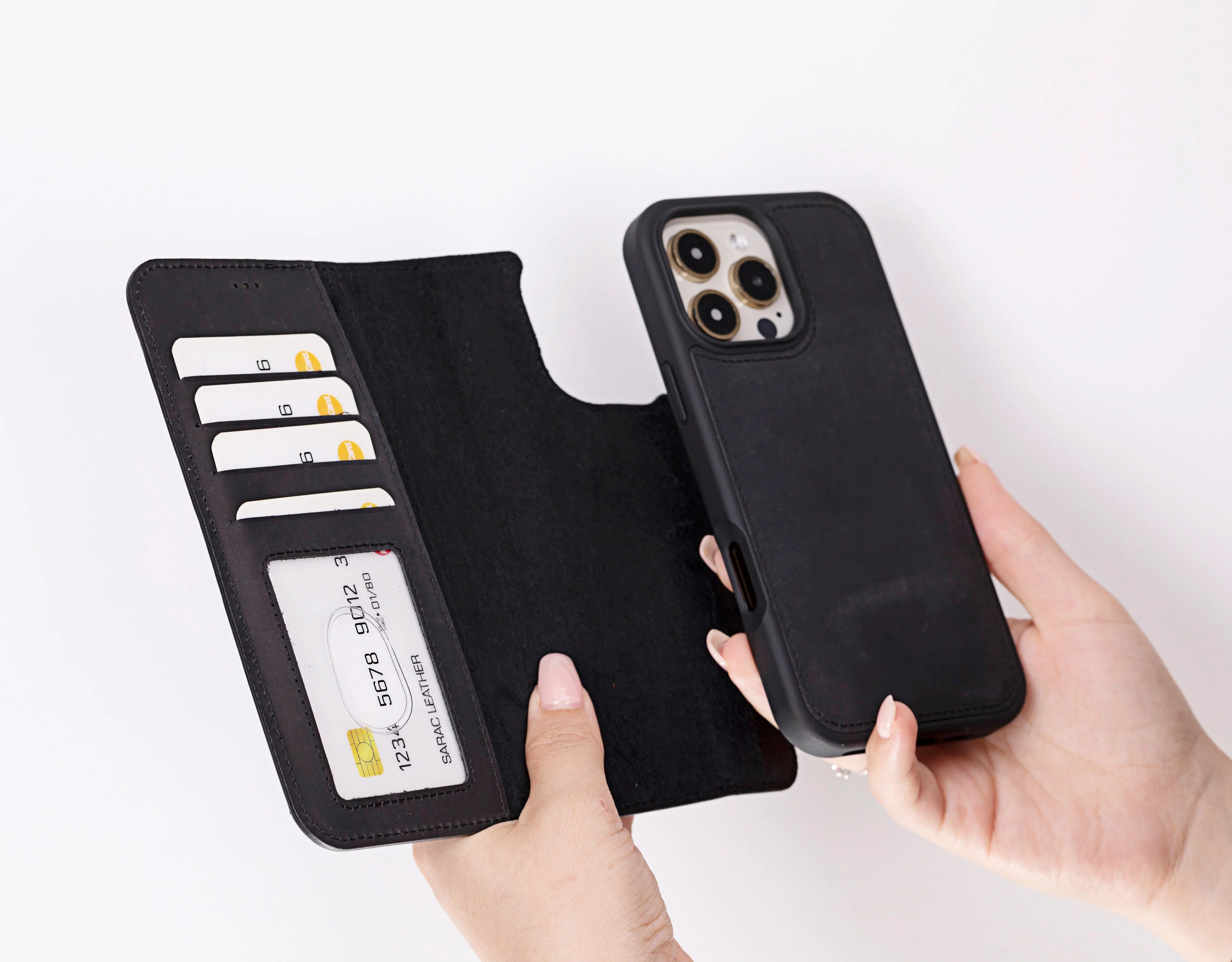 Liluri iPhone 16 Pro Max Leather Detachable Wallet Case